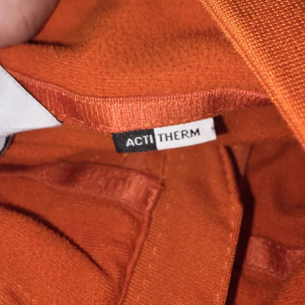 SALOMON Sz M Acti Therm Orange Full Zip L/S Thin Layering Logo Running Sweater